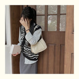 Qfdian Korean Chic Office Lady Shoulder Underarm Bag Elegant Pleated Casual Bags for Women Sweet Y2k Aesthetic Fashion Simple Handbags