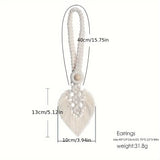 Qfdian  2pcs Bohemian Style Handmade Braided Leaf Cotton Rope Curtain Fasteners Curtain Ties Tassel Leaf Curtain Ties Home Decoration