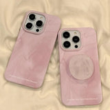 Qfdian  Simple pink marble with bracket, suitable for Apple 14ProMax mobile phone case iPhone13 new 14pro niche high-end