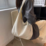 Qfdian Fashion Women's Tote Bag Corduroy Simple Casual Large Capacity Designer Handbags for Women Travel Solid Shopper Bag