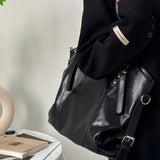 Qfdian High-capacity Pu Leather Simple Casual Shoulder Bags Women Vintage Y2k Aesthetic Shoulder Bags All Match Streetwear Underarm Bag