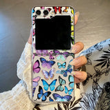 Qfdian  Cute Colorful Love Butterfly Phone Case for Samsung Galaxy Z Flip 6 ZFlip 5 Hard Folding Cover for Samsung ZFlip 4 3 7 Shell