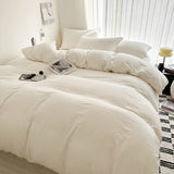 Qfdian Solid Bed Linen Cotton Bedding Set with Sheet Duvet Cover Pillowcase Single Couple Bedsheet King Queen Double Twin Size