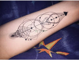 Qfdian  Waterproof Temporary Tattoo Sticker large rhombus square totem line tattoo flame tatto stickers flash tatoo fake tattoos for men