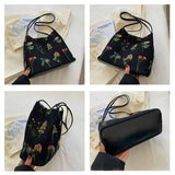 Qfdian Large-capacity Embroidered Tote Bag Women Summer Trendy Cloth Bag Niche Embroidery Shoulder Bag Texture Bucket Bags Canvas Bags