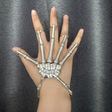 1pc Popular Retro Distressed Skull Bracelet Dark Punk Style Connected Finger Bracelet Subculture Niche Design Accessory