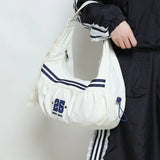 Qfdian 2025 New Trendy Striped Handbags Casual Men Women Outdoor Sports Crossbody Bag Y2k Aesthetic Ins All Match Travel Shoulder Bags