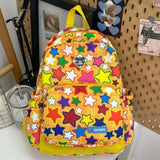 Qfdian High-capacity Ins Women Students Backpack Sweet Kawaii Casual All Match Schoolbags Harajuku Y2k Aesthetic Star Print Backpacks