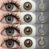 Qfdian  2pcs Colored Contact Lenses Brown Eyes Lenses Gray Lenses Blue Pupils Natural Eye Lens Colored Contacts Eye Cosmetics