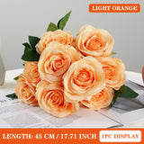 Qfdian  9 Heads Artificial Flower Silk Rose white Eucalyptus leaves Peony Bouquet Fake Flower for Wedding Table Party Vase Home Decor