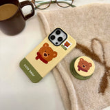Qfdian Cartoon winter bear cute phone case for iphone 15pro 14promax 13promax 16 14 13 15 pro max magnetic stand holder ins fundas