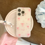 Qfdian INS Korea Pink Bow Knot Phone Case For Iphone 15ProMax 16Pro 13 14 15 16 Pro Max 14ProMax 16ProMax Cover Fundas
