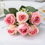 Qfdian  1 pc Artificial Flowers Silk Rose Bouquet Garden Home Room Table Wedding Bridal Bouquet Yard Outdoor Decora Diy Gifts Hot Sales