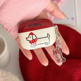 Qfdian  Cartoon cute red scarf line dog soft silicone wireless bluetooth earphone protection case for airpdos 2 3 4 pro 2 headset cover