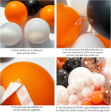 Qfdian  131pcs Black White Orange With Starburst Foil Balloons  Arch Kit,for Birthday Graduation Halloween Thanksgiving Day Party Decora