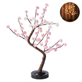 Qfdian  LED Tree Light, Pink Flower Table Lamps, Battery/USB Powered Artificial Flower Bonsai Tree Lamp,for Gifts Room Office Party Deco