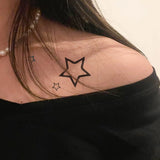 Qfdian  3pcs Waterproof Temporary Tattoo Sticker Black Blue Stars Geometric Cute Fun Pattern Body Art Arm Fake Tattoos Sleeve Women Men