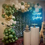 Qfdian  Sage Green White Gold Balloon Garland Arch Kit Green White Latex Balloons Birthday Baby Shower Gender Reveal Wedding Party Decor