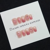 Qfdian  10pcs 3D Fresh Fruit Stick on Nails Cute Cartoon Press on Nails Stickers Summer Sweet Short Square Wearable Handmade Fake Nails