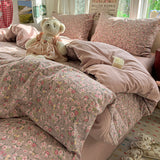 Qfdian  Princess Bedding Set Korean Style Soft Bed Sheet Set Queen King Size Duvet Cover Set No Filling With Pillowcase Bedroom Decor