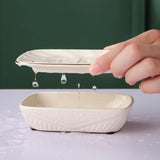 Qfdian  Nordic ceramic double-layer drain soap box home hotel bathroom accessories storage decorative supplies green white soap dish 1Pc