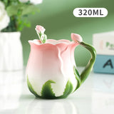 Qfdian Ceramic Rose Coffee Cup Saucer Exquisite Butterfly Kettle Afternoon Camellia Flower Teacup Flower Decoration Milk Coffee Cup New