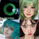 Qfdian  1 Pair Halloween Contact Lenses Beauty Eye Color Lenses Cosplay Pupils Myopia Lens with Prescription Natural Blue Lens