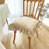 Qfdian White Chair Cover Household Lace Ruffled Seat Slipcovers Living Room Kitchen Office Removable Washable Protector Cushions Covers