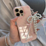 Qfdian  New Korea Bow Illustration Phone Case，For IPhone 16 15 14 13 12 17 Pro Max Mini Plus 16E 17 AIR，Pearl Pendants Cover Cases