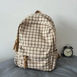 Qfdian  Sweet Y2k Aesthetic Fashion Backpacks Women Casual Chic Plaid Schoolbag Japanese Trendy All Match College Students Laptop Bags