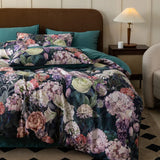 Qfdian 1000TC Egyptian Cotton Flowers Plant Prints Bedding Set Single Double Queen King Size Duvet cover Set Bed Sheet Pillowcases 4Pcs