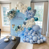 Qfdian  Pastel Blue Balloon Garland Arch Kit White Blue Confetti Balloons Baby Shower Gender Reveal Birthday Party Wedding Decorations