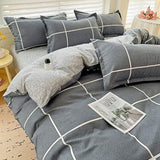 Qfdian  ‌100% pure thickened skin friendly cotton four piece set double bed single bed diagonal cartoon duvet set dormitory