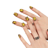 Qfdian Handmade Press on Nails Shiny Cat Eye French Fake Nails with Leopard print Wearable Detachable Glitter Long Almond False Nails