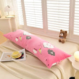 Qfdian  1PCS new milk fleece printed long throw pillow couple household double long pillow waist pillow