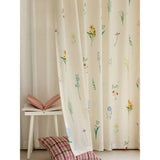 Qfdian  Pastoral Style High Density Chiffon Yarn Garden Fresh Cream for Living Room Window Screen Transparent Impervious Drapes