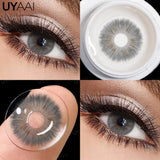 Qfdian  Contact Lenses Gray Cosmetic Eyes Colored Lens Natural Pupils Black Makeup Colored Pupils Beauty Black lenses Woman Makeup