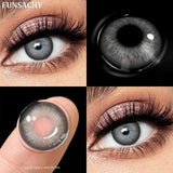 Qfdian  1 Pair Gray Color Contact Lenses for Eyes Natural Brown Blue Lenses Green Eye Contacts Beauty Cosmetic Pupils Yearly