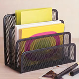 Qfdian 1 Pcs Black Desktop Office Storage Grid Metal Three-layer Business Card File Office Supplies Storage Rack