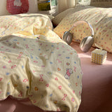 Qfdian  Floral Bedding Set Korean Style Soft Bed Sheet Set Queen King Size Duvet Cover Set No Filling With Pillowcase Bedroom Decor