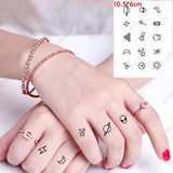 Qfdian  Waterproof Temporary Tattoo Sticker Black Hand Drawn Heart Design Body Art Fake Tatto Flash Tatoo Finger Wrist Ankle Female