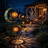 Qfdian  1-4PCS Solar Halloween Garden Light Skeleton Ghost Dancing Pumpkin Moon Glow Stake for Lawn Pathway Porch Decor