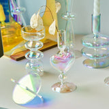 Qfdian Glass Candle Holder Home Decor Nordic Rainbow Vase Flower Table Living Room Decoration Candlestick Holder for Wedding
