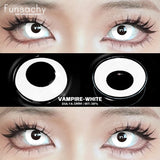 Qfdian  Cosplay Blind Black Lenses Anime White Eye Color Lens Halloween Vampire Lenses Cosmetic Colorful Multicontacts Red Lens