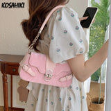 Qfdian Fashion Women Sweet Kawaii Top-Handle Bags Korean All Match Fairy Shoulder Underarm Bag Office Lady Elegant Purses and Handbags