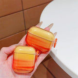 Qfdian  Artistic beauty smudge orange sunset suitable for AirPods1/3 protective case Apple airPods4 Bluetooth headset cover