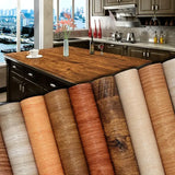 Qfdian 40CM X 1M Thickened Anti Fouling Waterproof Wood Grain Self-adhesive PVC Modern Furniture Decorative Wallpaper