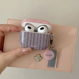 Qfdian Korea lovely pink wave point cover stripe pattern tpu soft case for apple airpods pro 2 3 4 silicone earphone shell