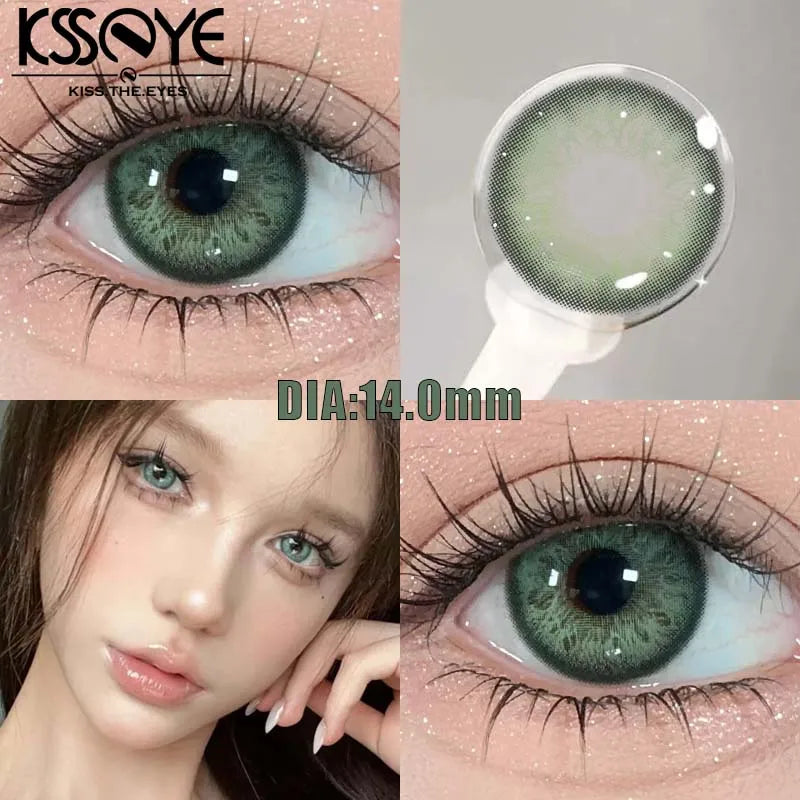 Qfdian 1 Pair New Style Colored Contact Lenses with Diopter Myopia Eyes Pink Contacts Lens Beauty Puppiletes Makeup Yearly