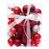 Qfdian  30pcs Christmas Balls Ornaments Set Christmas Tree Hanging Pendant Star Topper Xmas Bauble Ball Noel Navidad New Year Decoration
